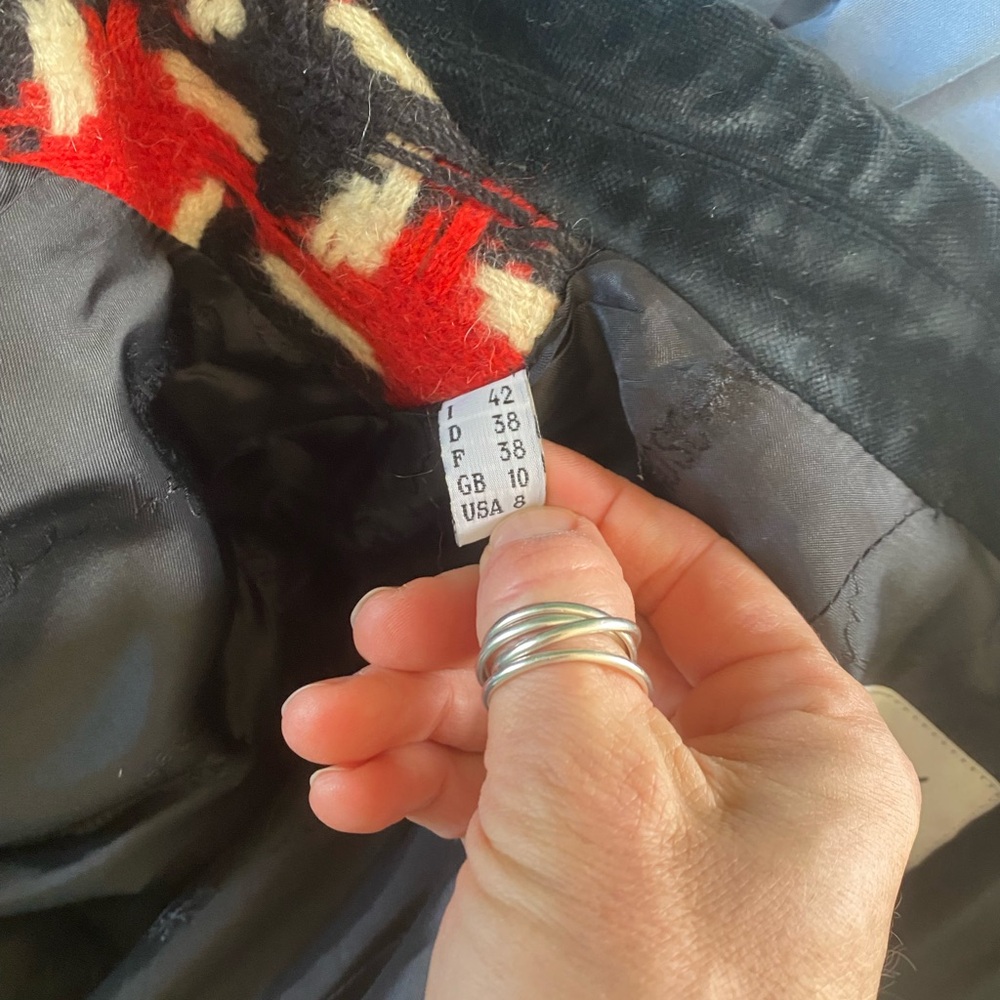 Vintage Moschino Cheap & Chic black white red plaid wool mohair coat Nanny Fran - Picture 8 of 13